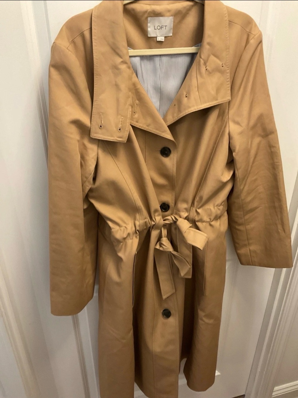 LOFT XL Camel Tan Trench Coat with Waist Tie